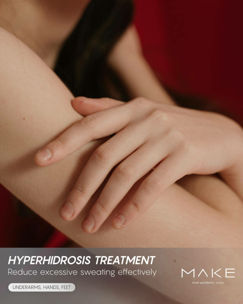 Folded arms indicating hyperhidrosis treatment